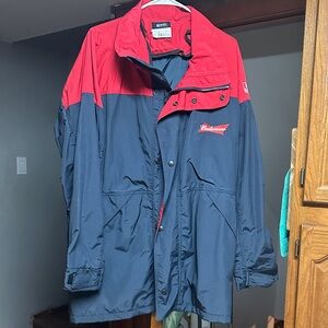 Budweiser Men's Red and Black Raincoat